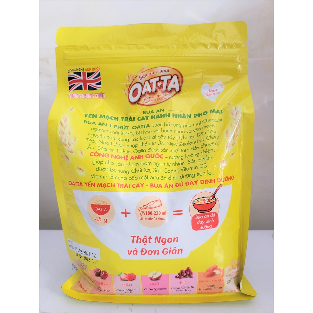[GÓI LỚN 800g – MÀU VÀNG] NGŨ CỐC HẠNH NHÂN &amp; PHÔ MAI [VN] OATTA Almond &amp; Cheese Cereals