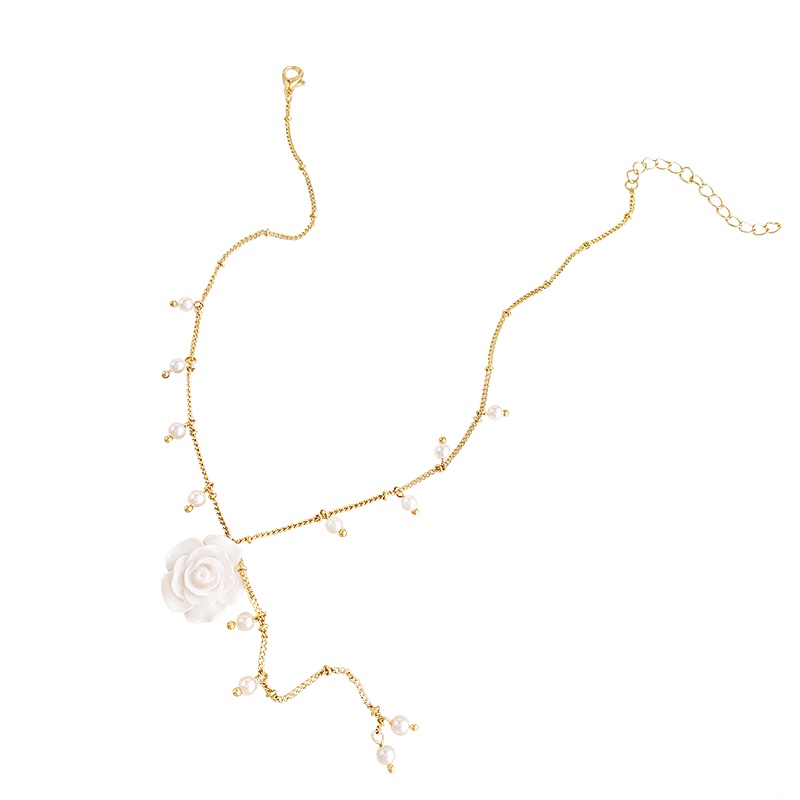 Vòng cổ Dạng Chuỗi Hạt Mặt Hoa Phong Cách Hàn Quốc 2022