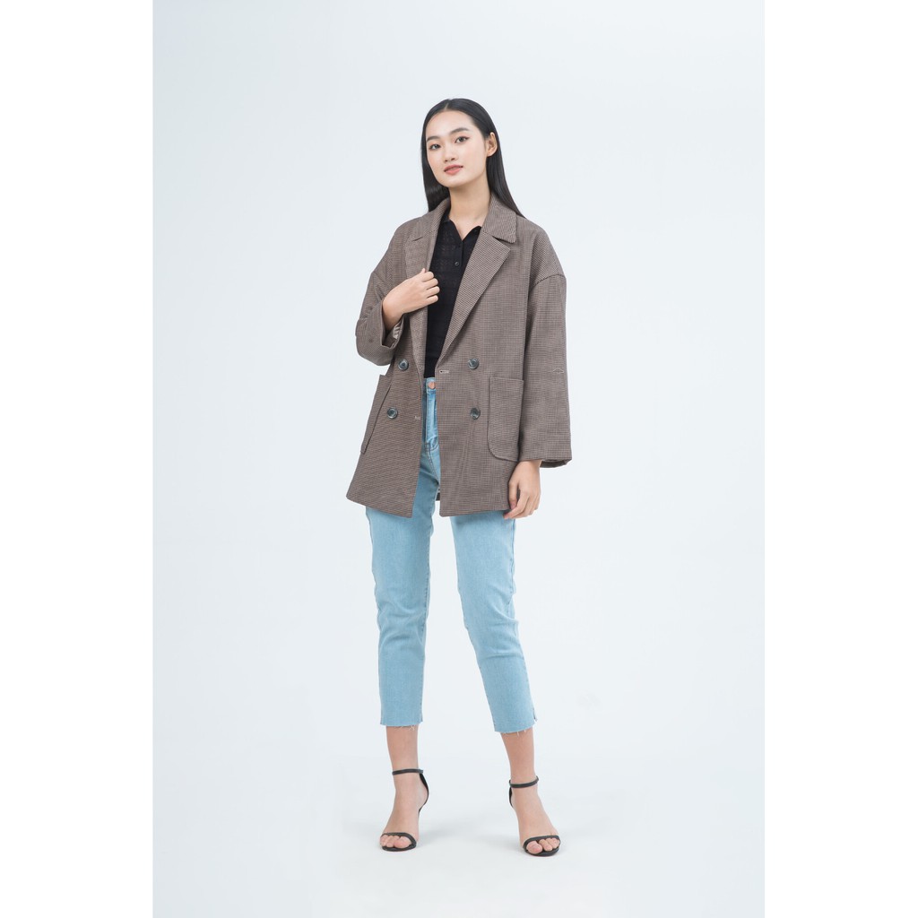 [NHẬP WABRTL5 GIẢM 10% TỐI ĐA 50K ĐH 250K ]Áo Vest nữ họa tiết kẻ IVY moda MS 71B7717