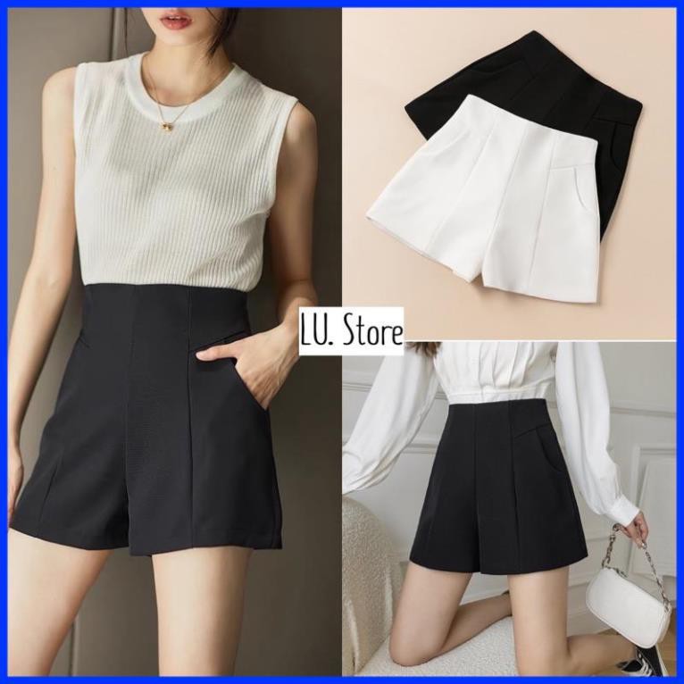 Quần Sooc Nữ Vải 2 lớp Cạp Cao, quần short Nữ, Quần vải cạp cao Hàng Quảng Châu 2023 mã 9960