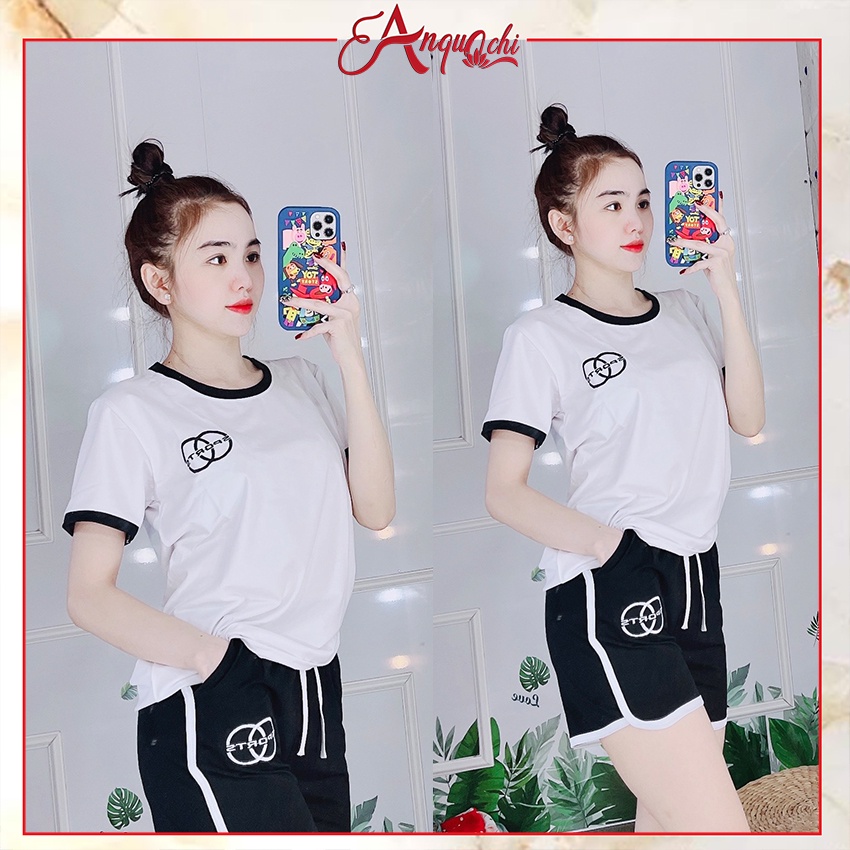 Đồ Bộ Nữ Mặc Nhà Anquachi Thể Thao Quần Đùi Thun Cotton Nữ Mặc Ở Nhà Đẹp Đi Chơi Dễ Thương S065