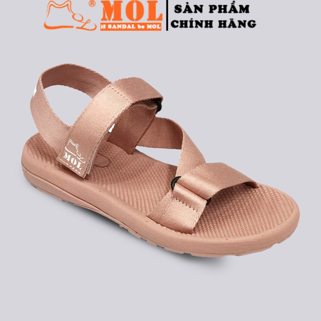 Sandal couple nam nữ quai ngang đế mõng có quai hậu cố định cho cặp đôi mang đi học đi biển du lịch hiệu MOL MS1166G