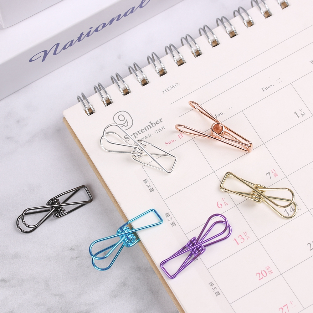 Set 6 Kẹp Giấy Kim Loại Màu Trơn Dành Cho Học Sinh