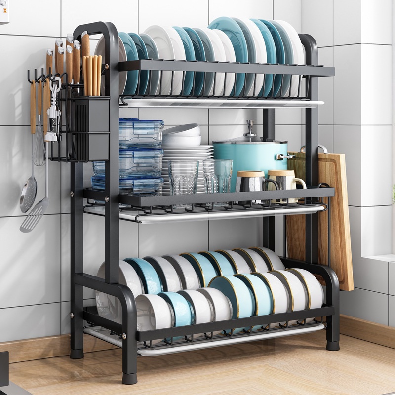 Kệ chén 2, 3 tầng chất liệu bền bỉ, giá để bát đĩa đa dụng khung chắc chắn chống han gỉ nhập khẩu mẫu mới