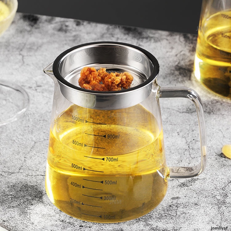 Bình Lọc Dầu Dung Tích Lớn 1300ml Bằng Thủy Tinh Trong Suốt Có Vạch Đo Lường