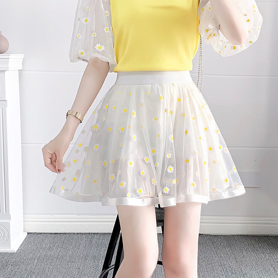 2021 Girls Short Skirt Korean Fashion Trend Sweet Little Daisy Puffy A-line All-match Western Skirt< | BigBuy360 - bigbuy360.vn