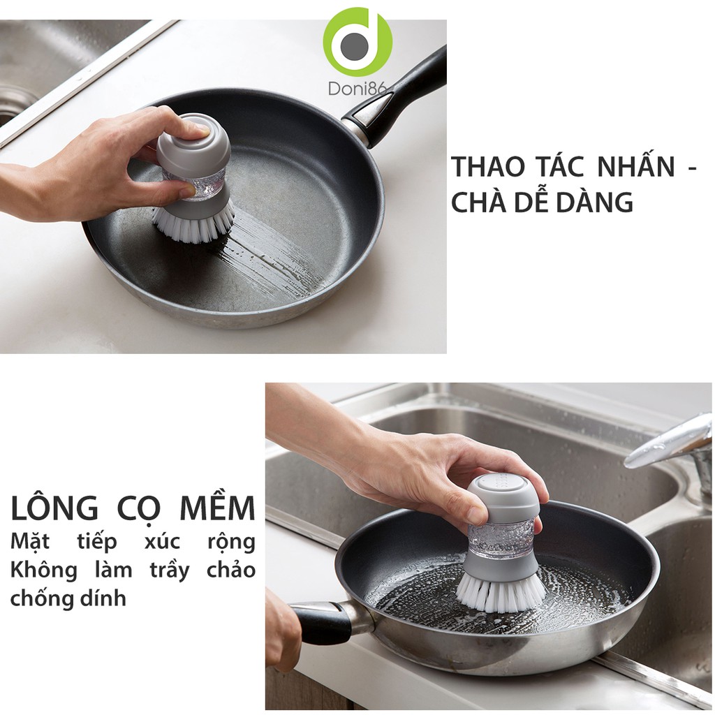 Bàn chải, cọ rửa nhà bếp đa năng, cọ rửa bát đĩa có bình chứa và xịt nước rửa chén tiện ích_Doni86_DOPK190