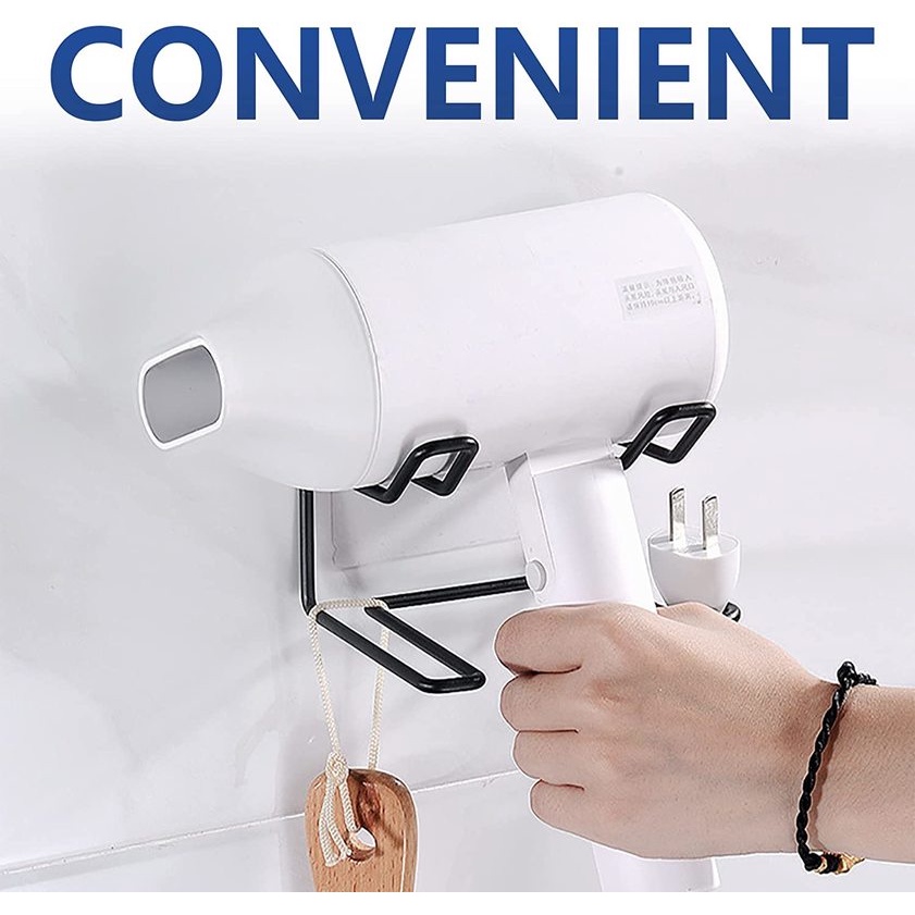 Giá Đỡ Máy Sấy Tóc 2 Trong 1 Bằng Thép Không Gỉ Tiện Dụng Cho Nhà Tắm