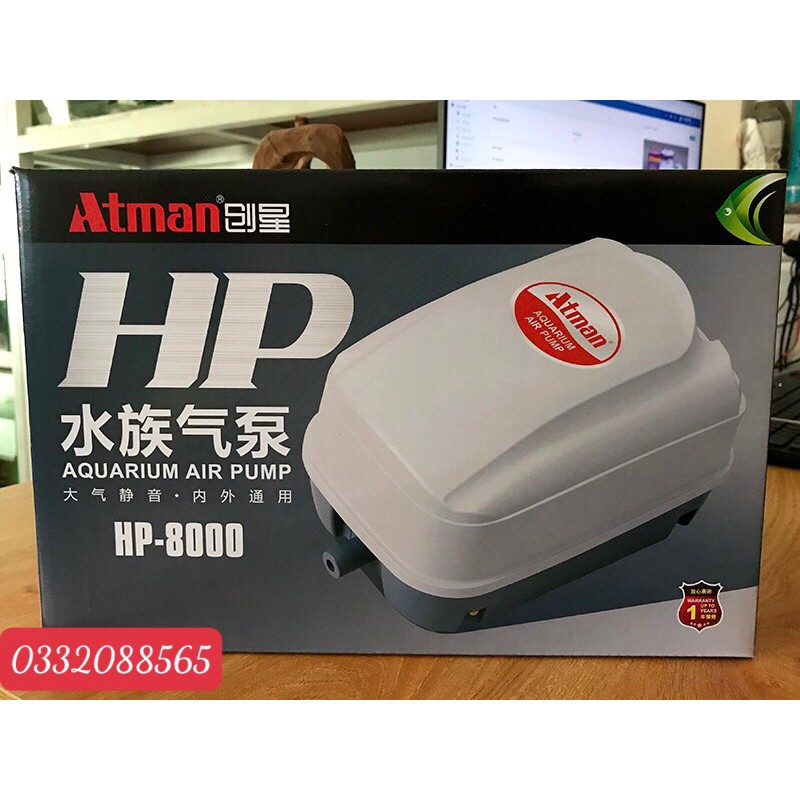 Máy sủi 10 vòi ATMAN HP 8000, máy sủi oxy, máy sủi khí atman hp 8000(máy sục khí oxy chuyên dụng cho hồ cá koi