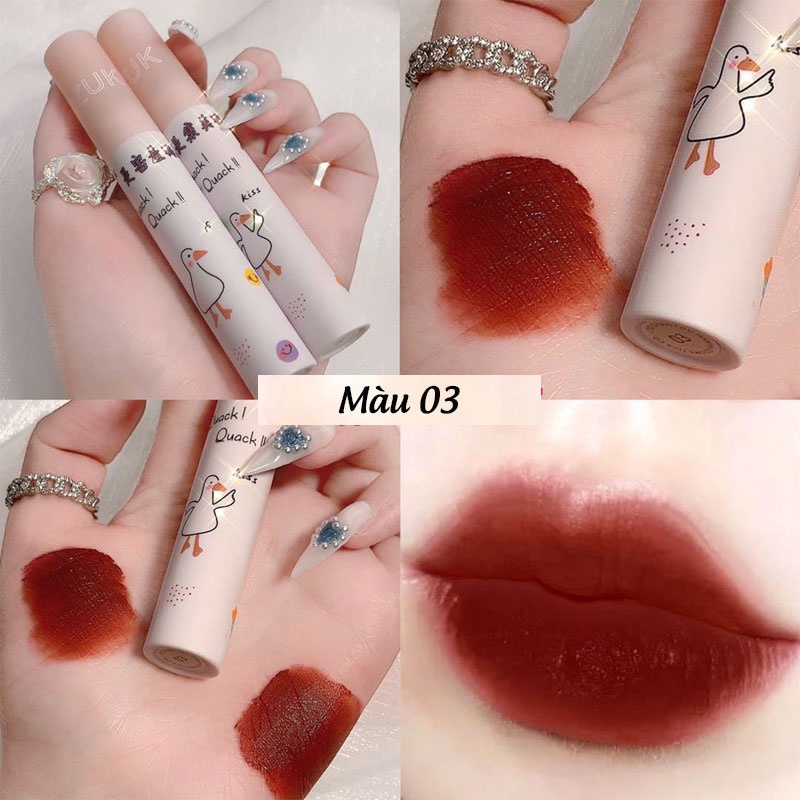 Son Kem Li ZUK Chính Hãng Hình Vịt Dễ Thương Lâu Trôi VELVET MATTE Cực Xinh Hàng Nội Địa Trung