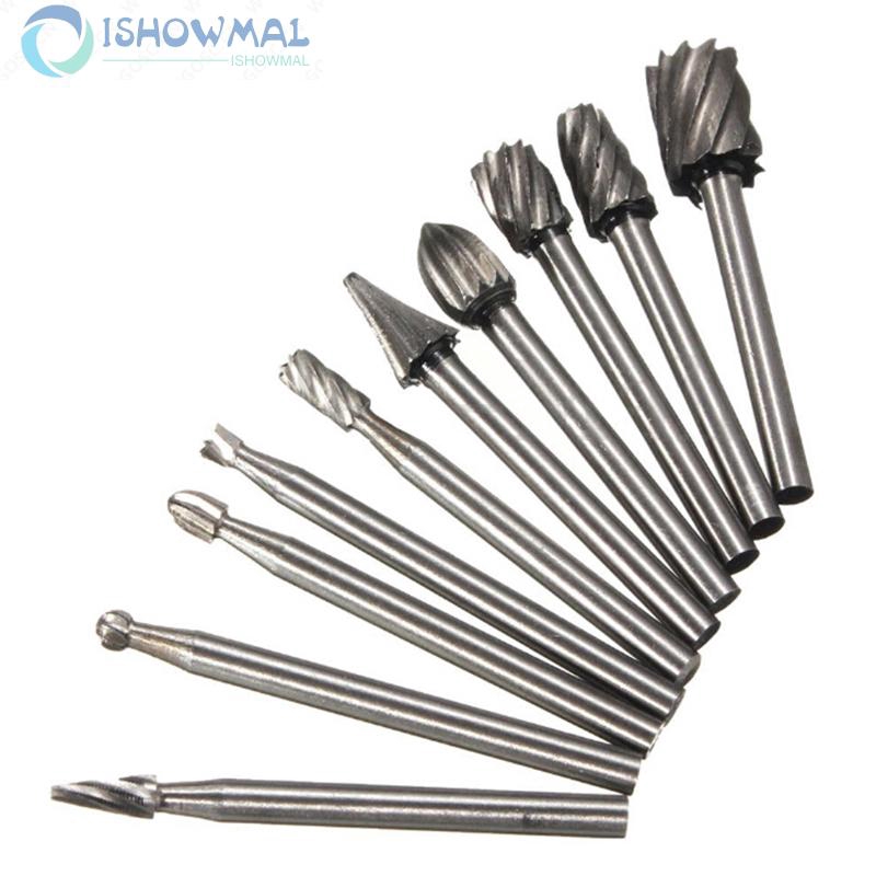 Set 10 mũi mài gỗ tốc độ cao 1/8'' đa năng