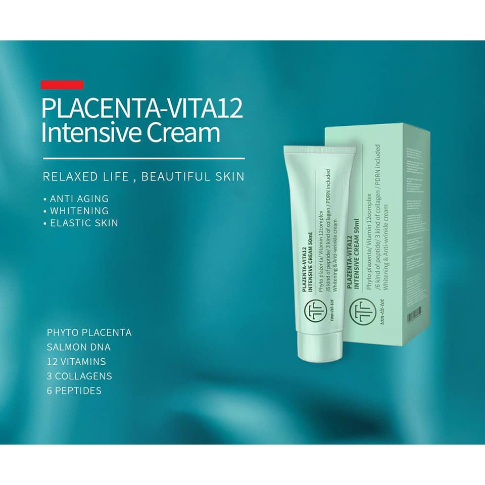 Bộ sản phẩm làm đẹp Kem PLACENTA VITA12 chăm sóc da dưỡng da làm đẹp da sáng da chống lão hóa tuyp mini 12ml