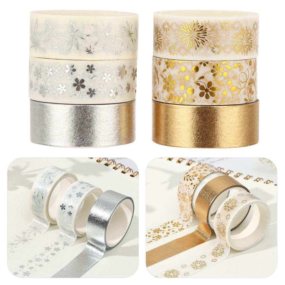 Set 6 Cuộn Băng Dính Washi Màu Đồng Trang Trí Nhật Ký DIY