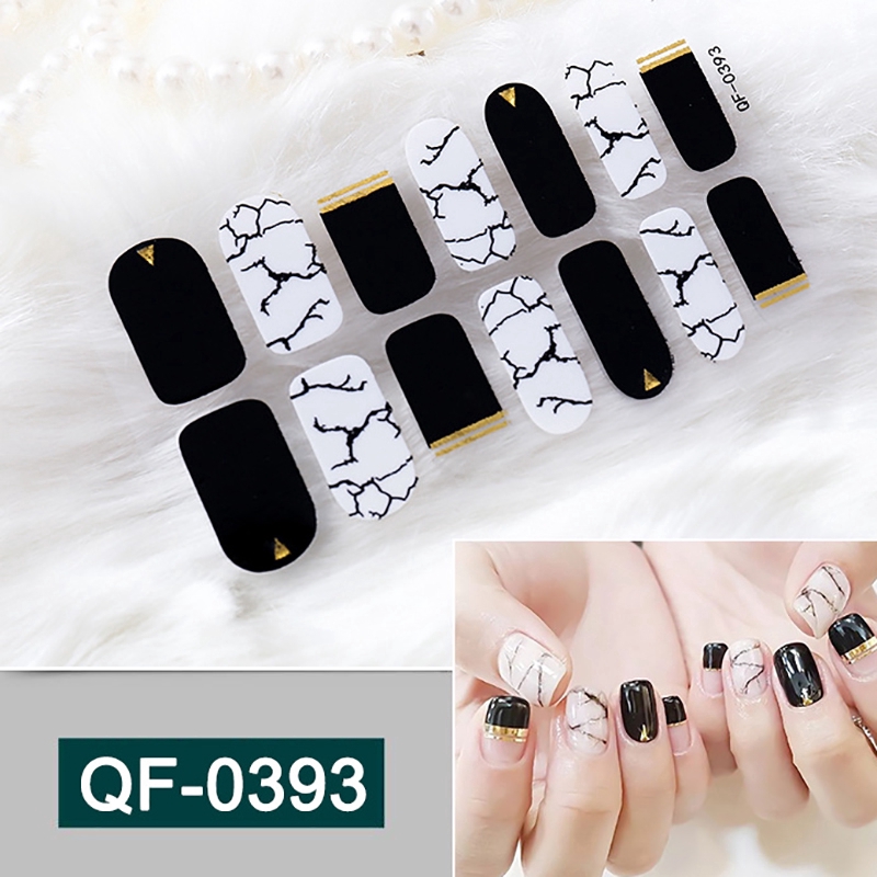 Bộ 14 miếng dán trang trí móng nhiều họa tiết lấp lánh xinh xắn thời trang