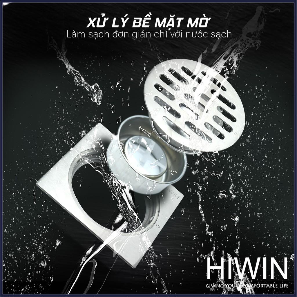Phễu ga thoát sàn ngăn mùi hôi inox 304 mặt xước mờ kích thước 120x120mm HIWIN FD-6322