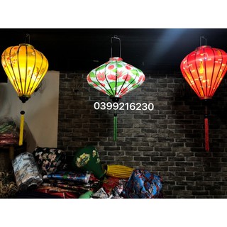 Đèn lồng Hội An 45cm vải phi 3d hoa văn đẹp mắt.