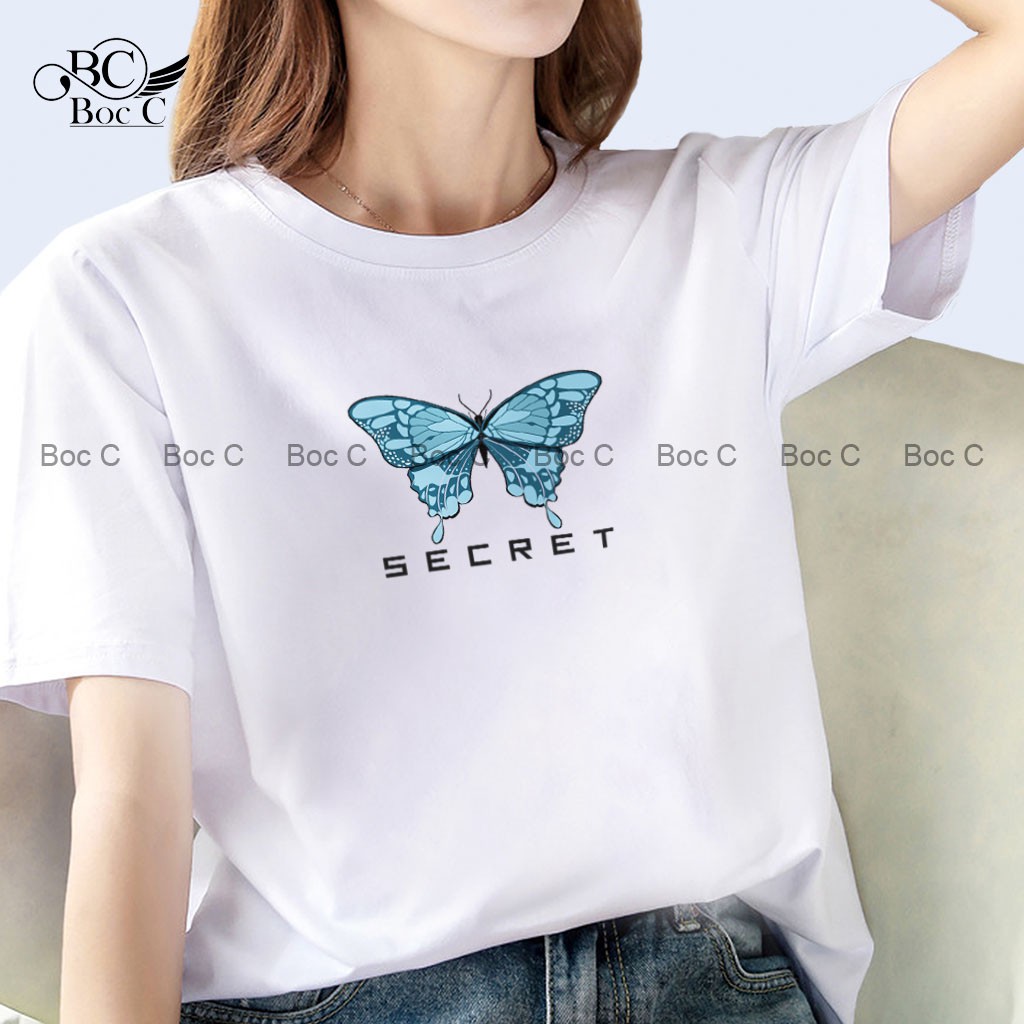 Áo thun in hình con bướm Butterfly tay ngắn cổ tròn nam nữ 9 Fashion vải phông cotton tee basic BƯỚM SECRET - T20