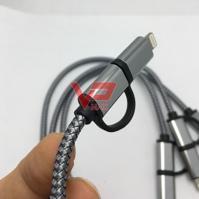 KM Cáp sạc nhanh Iphone siêu ngắn Pi_sen/ Cáp  2 in 1 siêu ngắn 20cm dùng cho Iphone và samsung