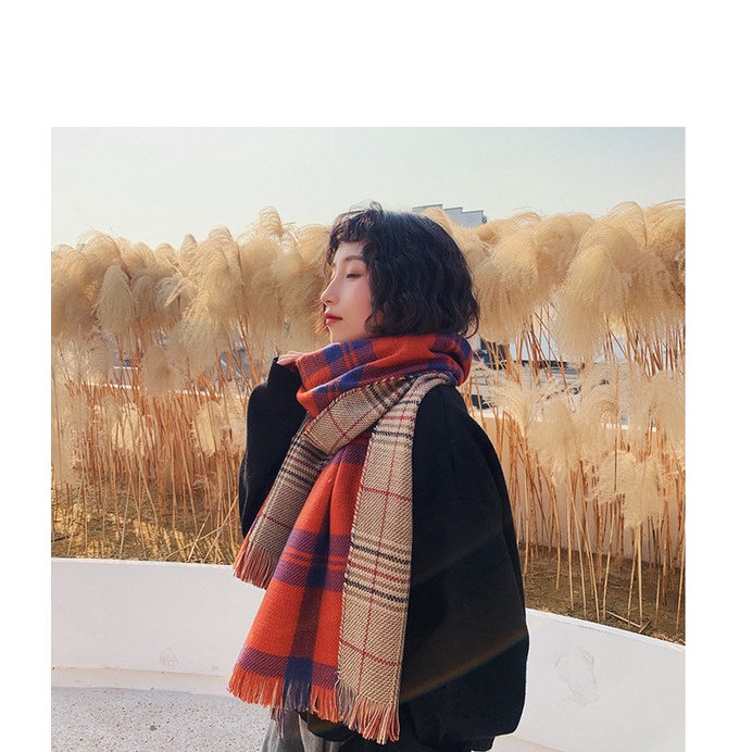 Khăn choàng cổ NZN hai mặt họa tiết kẻ sọc thời trang mùa đông cho nữ