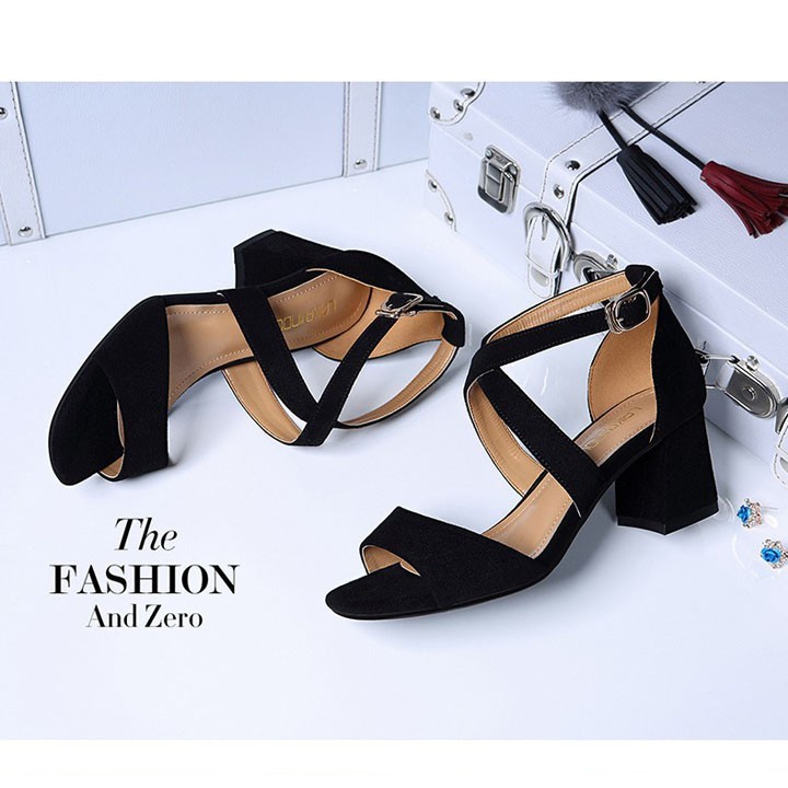 Giày cao gót sandal 7 phân quai bản chéo Rosa_Factory CG-0206