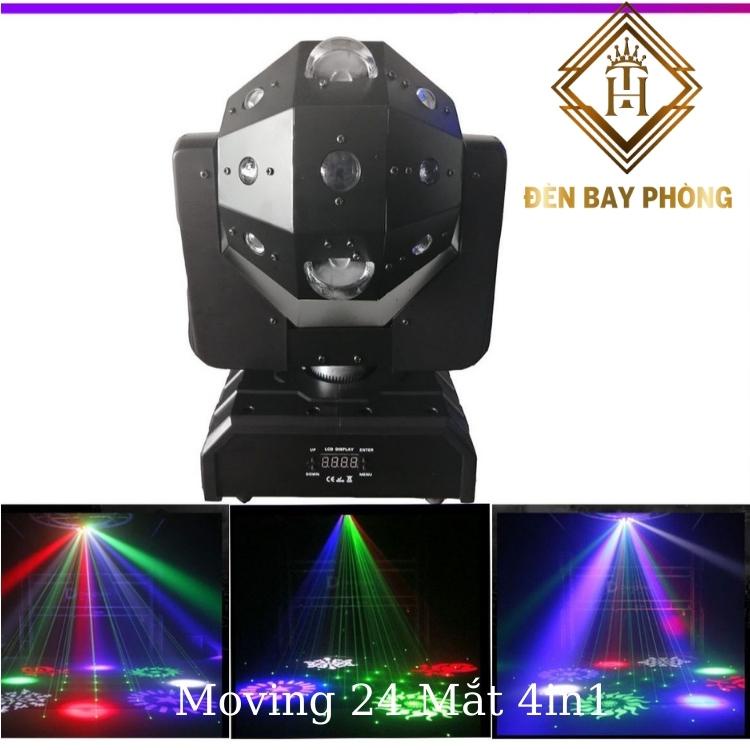 Đèn Moving 24 Mắt 4in1 Laser Dùng Cho Phòng Bay, Bar, Sân Khấu, Cảm biến nhạc