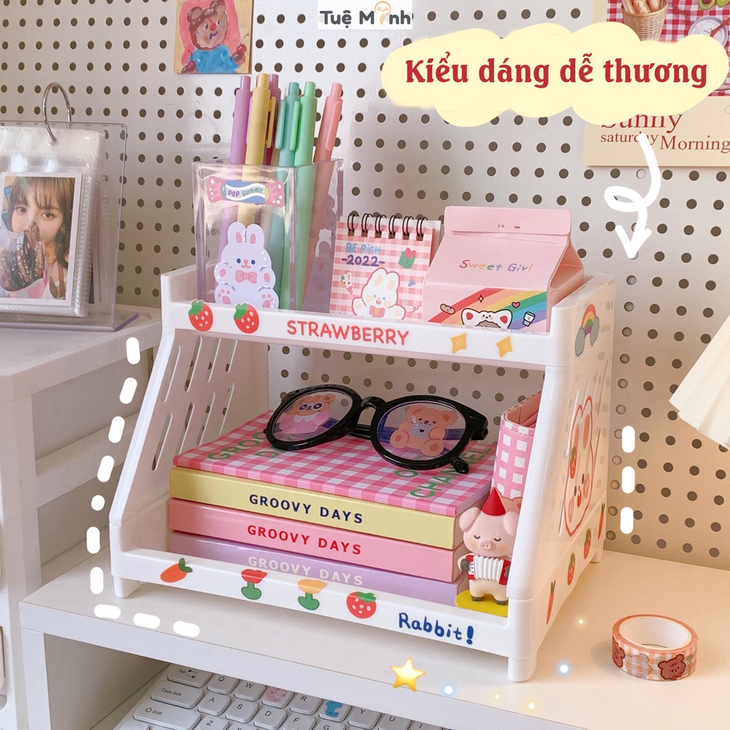 Kệ giá mini 2 tầng chân mèo để bàn cute decor văn phòng phẩm