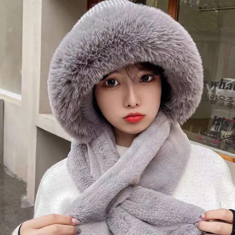 Nón Len Kèm Khăn Choàng Cổ 2 Trong 1 Thời Trang Mùa Đông Ấm Áp Cho Nữ