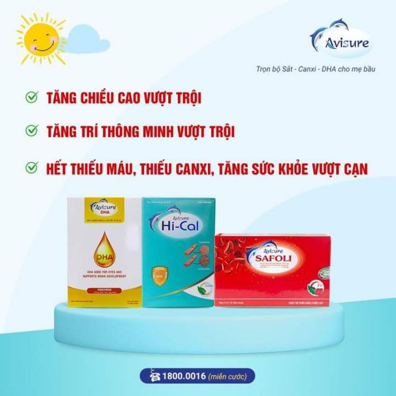 Bộ ba vi chất Avisure Sắt - Canxi -DHA cho mẹ bầu