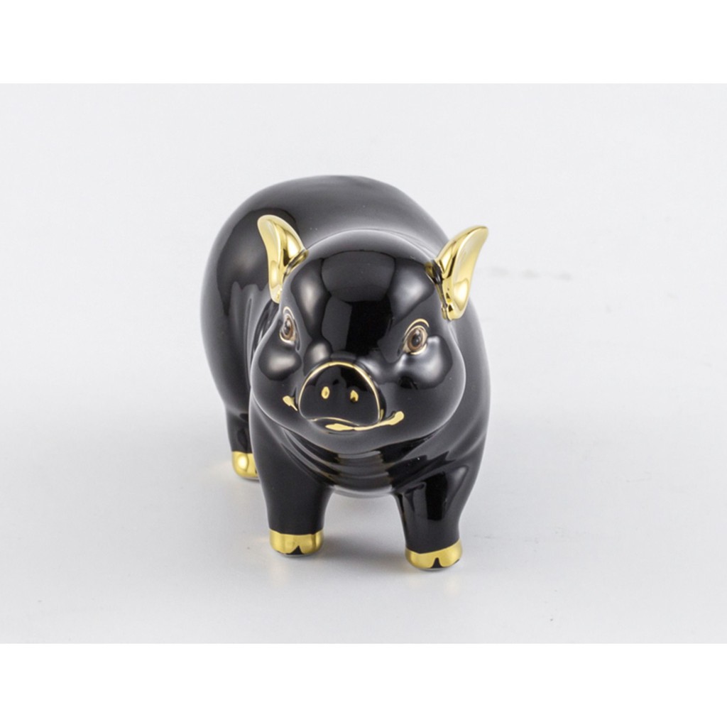 Heo Tài Lộc 9 cm - Màu đen Trang trí 24k - Gốm sứ cao cấp Minh Long 1