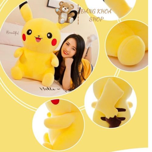 Gấu Bông Pikachu - Gấu Bông Pikachu-Gối Ôm Pikachu-Thú Nhồi Bông Pikachu Hàng Cao Cấp
