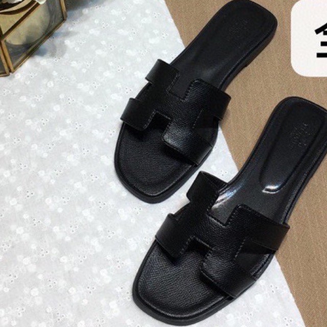 Dép thời trang Hermes HM da thật cao cấp nhiều màu