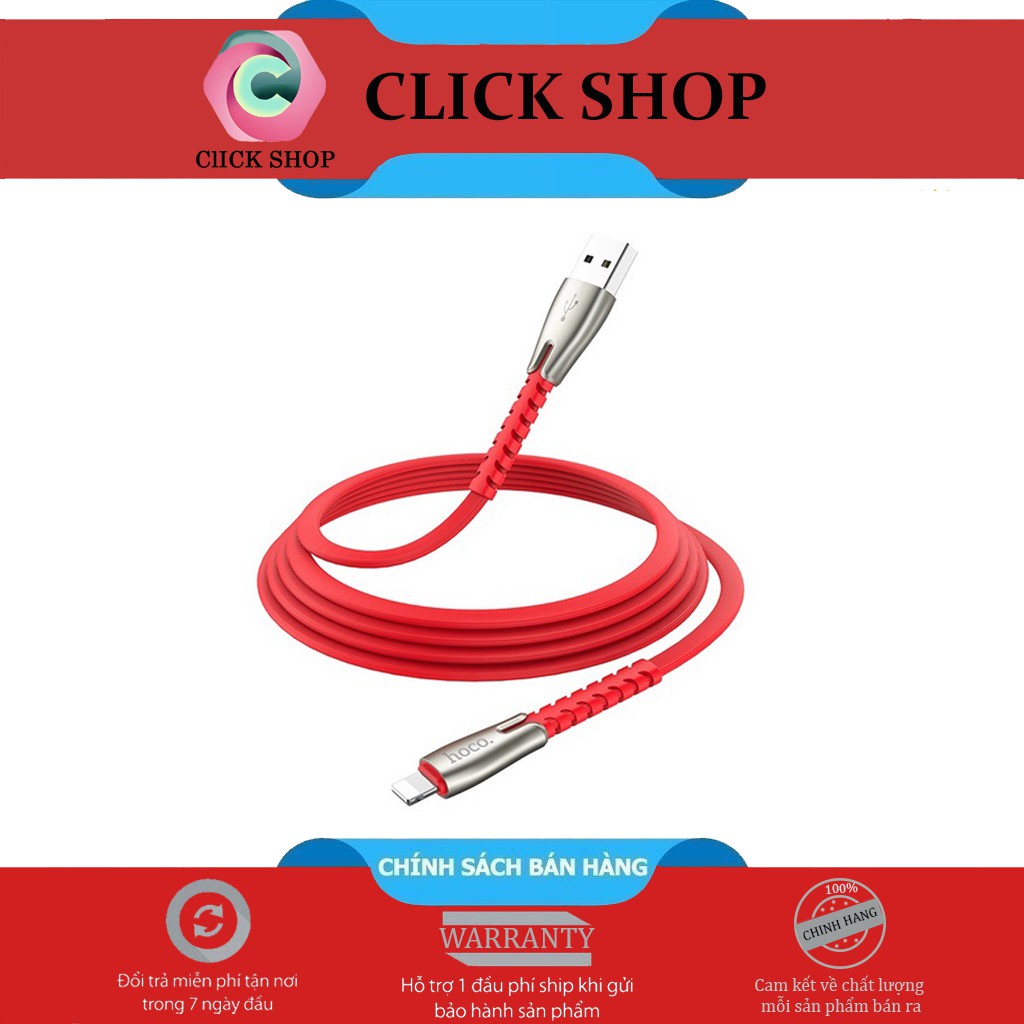 Dây sạc hoco U58 dài 1,2m hỗ trợ sạc nhanh tối đa 2,4A- Cáp sạc iphone U58 chống đứt 2 đầu sạc