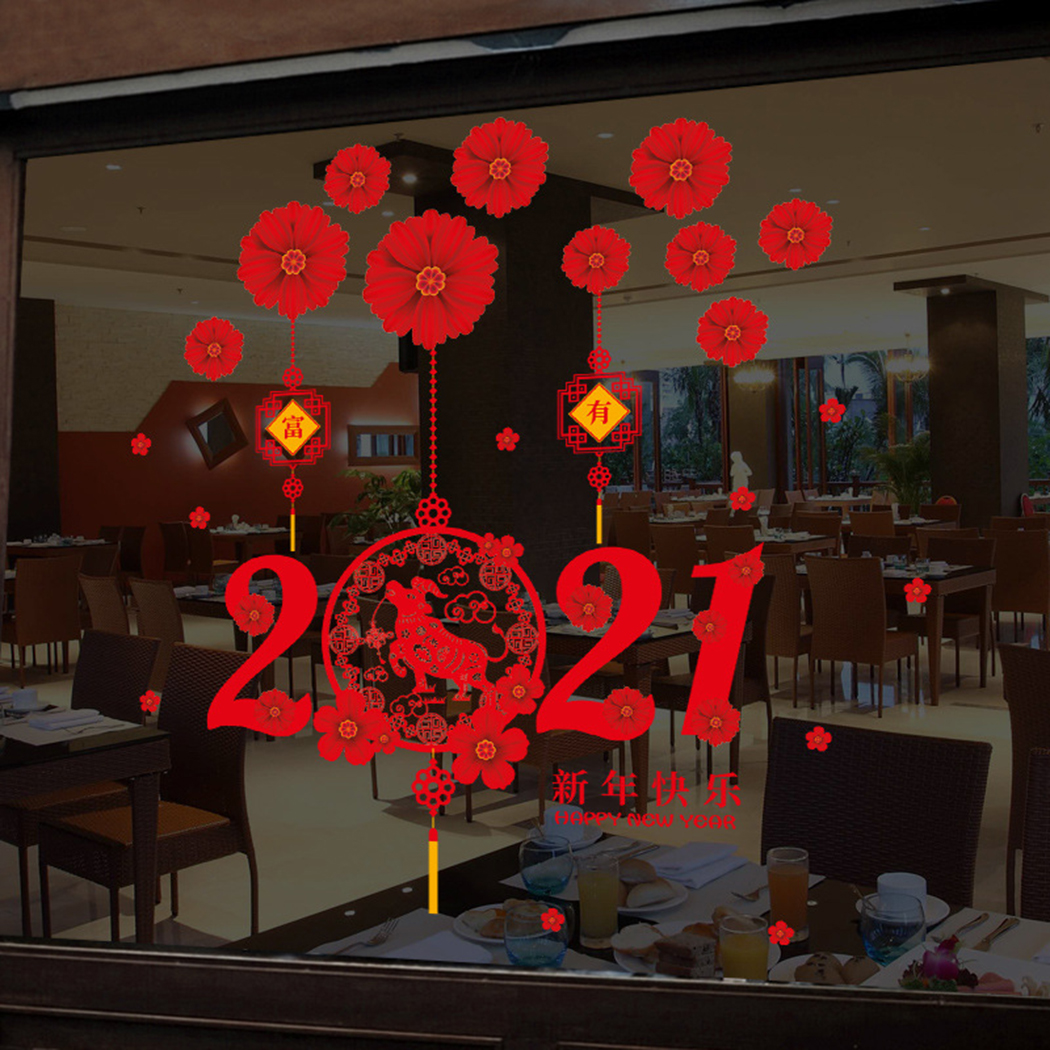 2021 Tết Trung Quốc Dán cửa sổ Lễ hội mùa xuân Dán tường CNY Chúc phúc Chúc mừng năm mới Dán cửa sổ