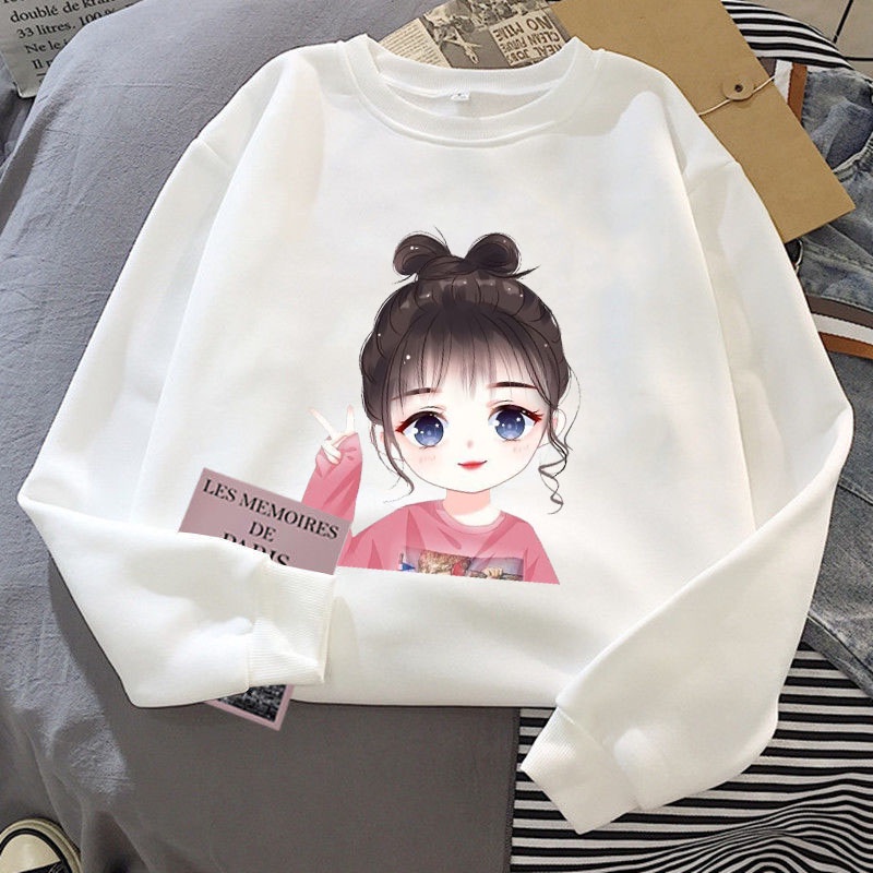 Áo Nỉ Cổ Tròn Tay Bo Chất Đẹp Mềm Mịn Mùa Thu Đông Mặc Đi Học Đi Chơi Trẻ Trung Năng Động In Bé Gái say Hi