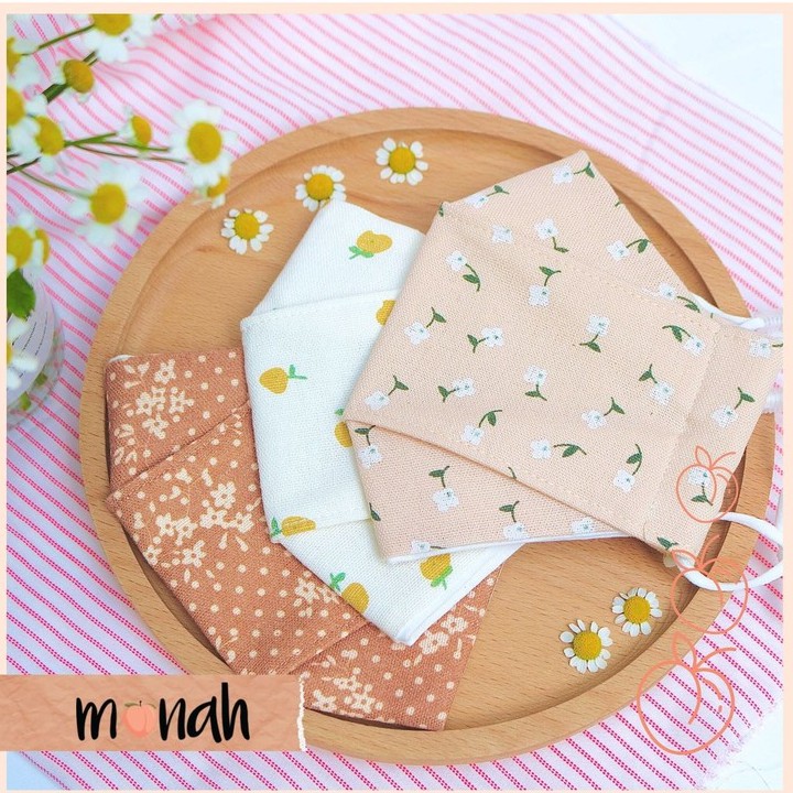 Combo 3 khẩu trang vải kháng khuẩn linen cotton 3 lớp tông trắng hồng xanh cổ điển pastel | BigBuy360 - bigbuy360.vn
