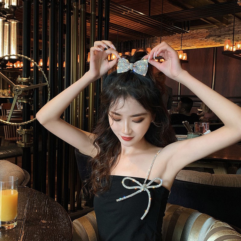 Cặp tóc nơ vuông đính đá lấp lánh ngọt ngào_M1115
