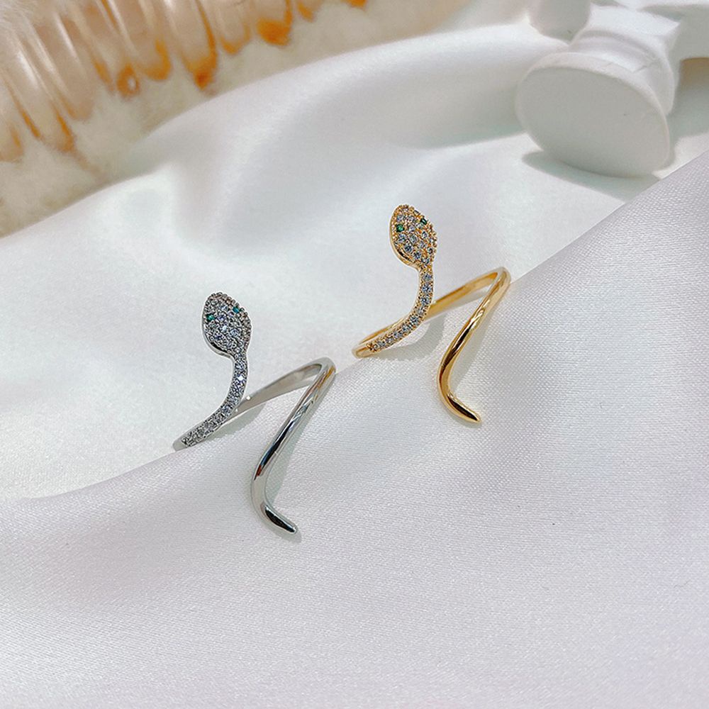 Nhẫn mở hình rắn đính đá zircon sang trọng thời trang đi tiệc cho phụ nữ