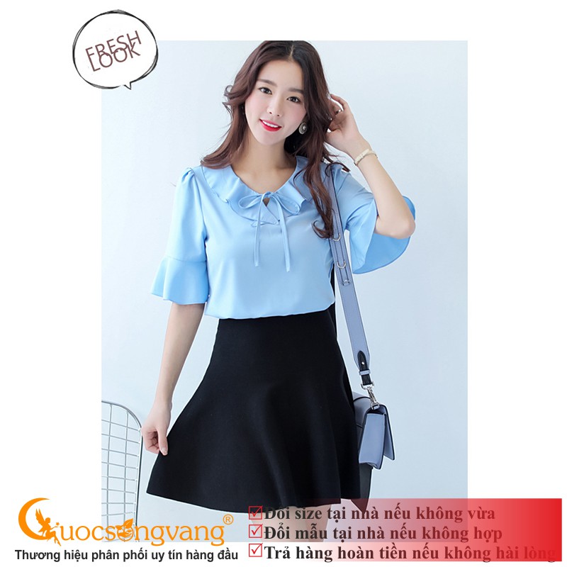 Áo nữ tay loe áo sơ mi nữ cổ bèo GLA165 Cuocsongvang