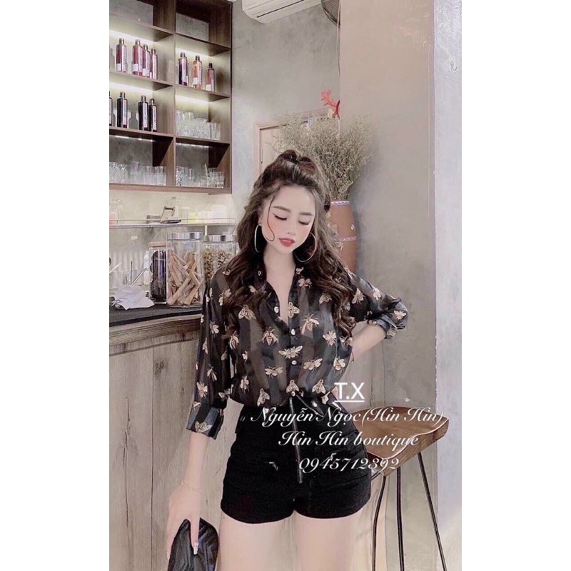 áo sơ mi hở lưng đan dây xích