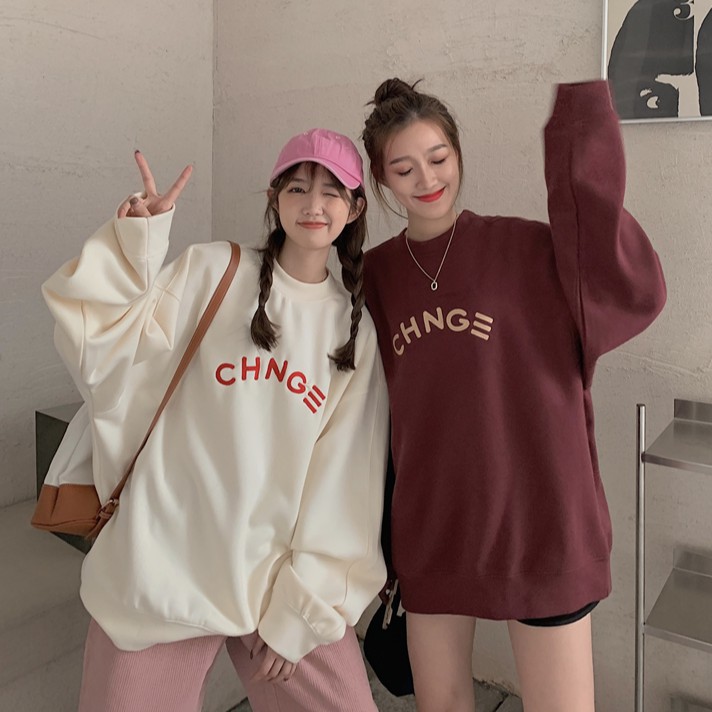 Áo Sweater In Chữ Phong Cách Hàn Quốc Xinh Xắn Cho Nữ