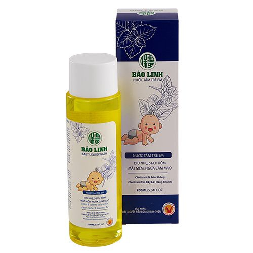 Nước Tắm Thảo Dược Trẻ Em Bảo Linh 200ml - Làm từ tinh dầu thiên nhiên - Ngừa Cảm, Sạch Rôm, Dịu nhẹ cho da