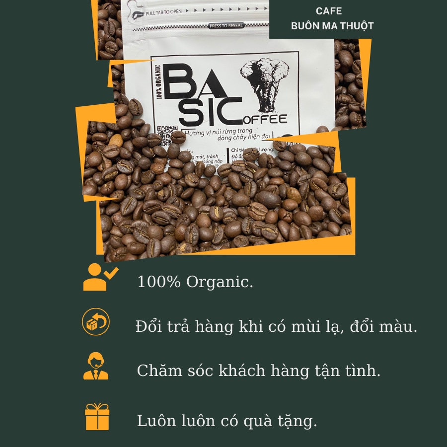 Cà Phê Robusta Honey Nguyên Hạt Nguyên Chất Rang Xay Mộc 100% Bassic Coffee Cafe Dak Lak