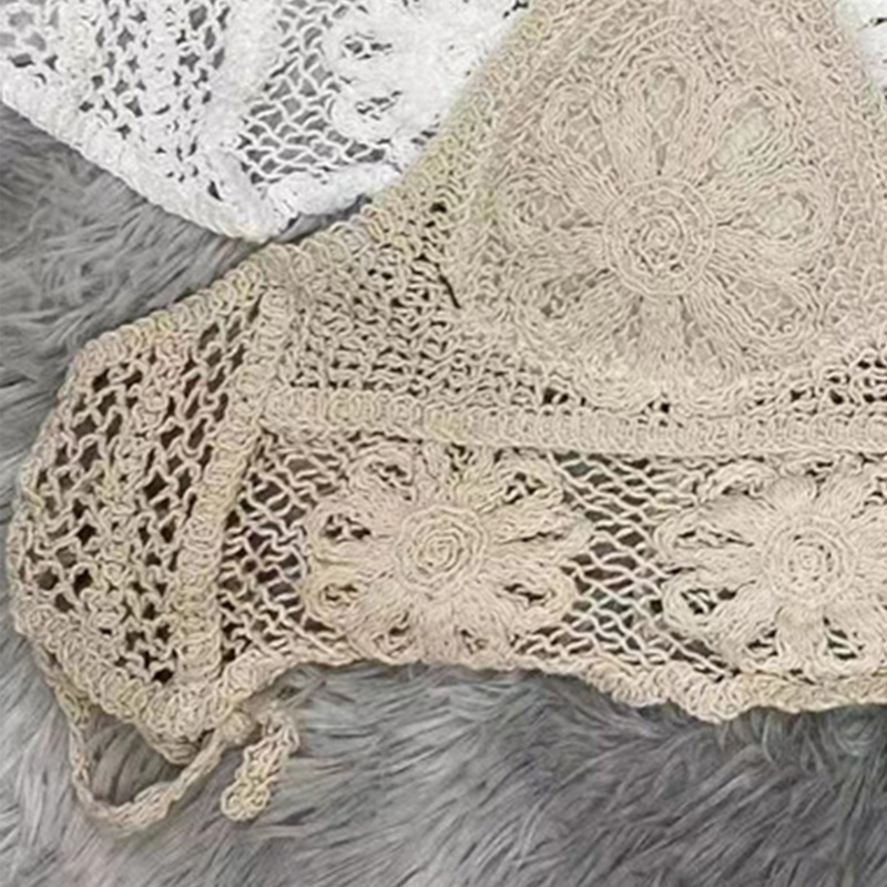 Youyo Áo Ngực Crop Top Dệt Kim Viền Hình Hoa Hướng Dương Khoét Rỗng Gợi Cảm Cho Nữ Spa