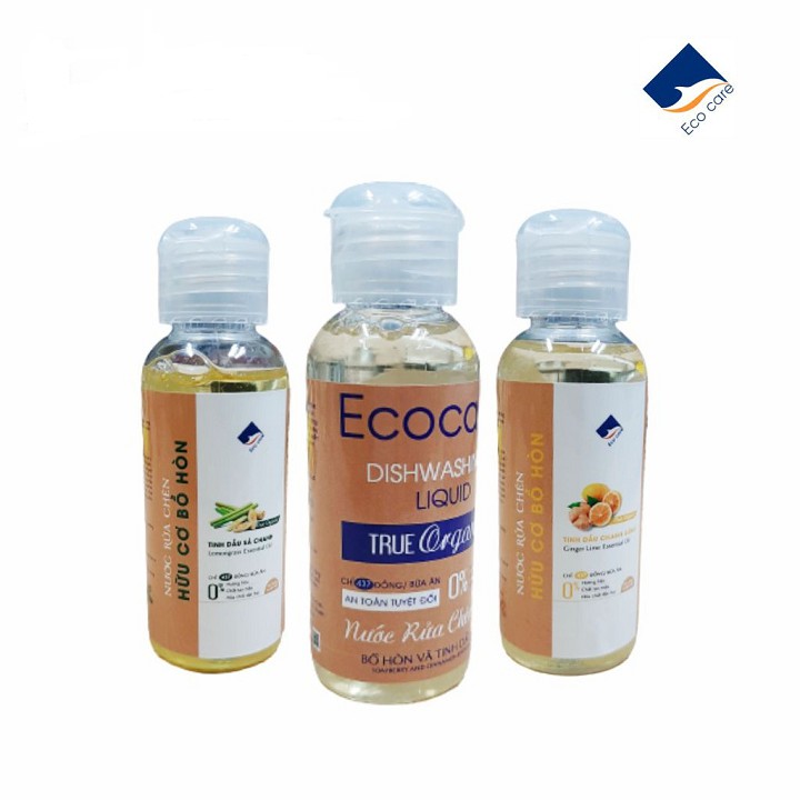Nước Rửa Chén Bồ Hòn Hữu Cơ ECOCARE 50ml - Sạch dầu mỡ, tinh dầu khử mùi, tiết kiệm 30% nước