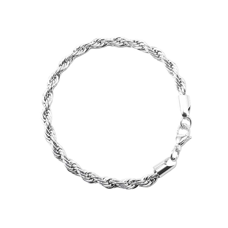 Vòng Tay Mạ Bạc Kiểu Dáng Đơn Giản Thời Trang 4mm JP5