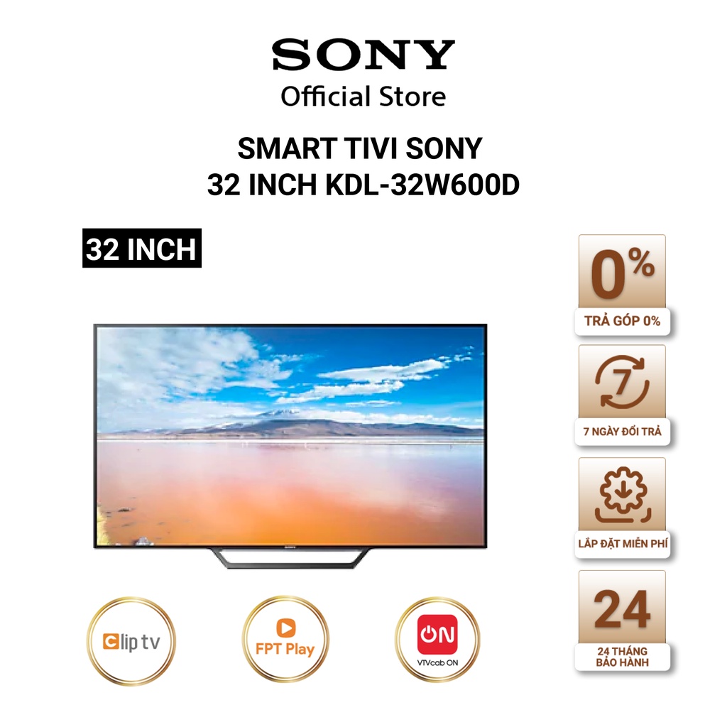 [Mã ELMALL7 giảm 7% đơn 5TR] Internet Tivi Sony HD 32 inch KDL-32W600D - Miễn phí lắp đặt