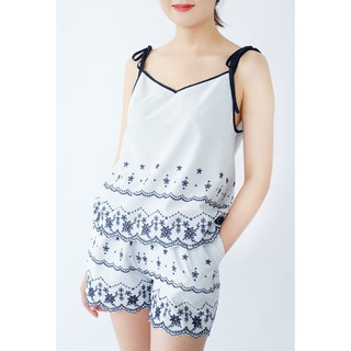 [ Thanh Lý nghỉ bán] MS04 - Bộ pijama mặc nhà vải thô Bộ nơ vai chân ren