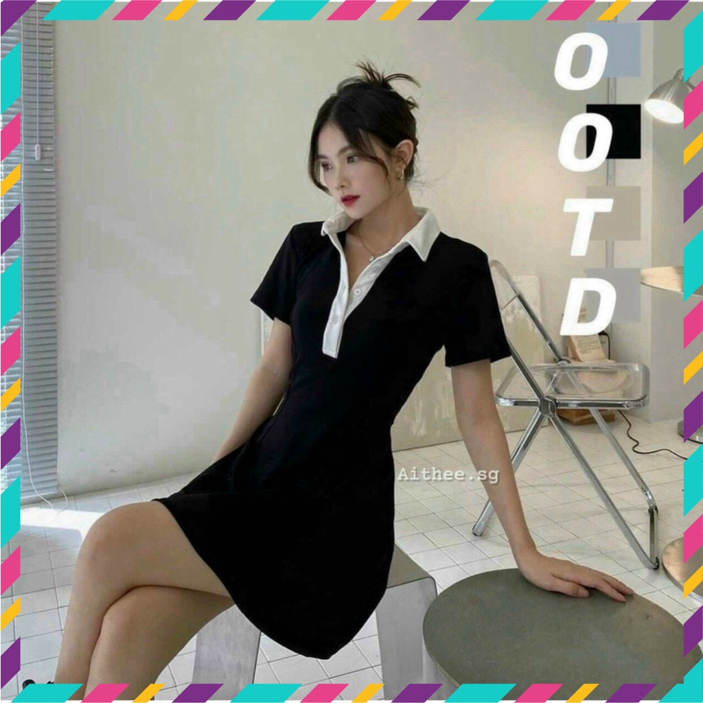 Đầm Nữ, Váy Nữ Polo Cổ Phối Trắng Dáng Ôm Siêu Xinh | BigBuy360 - bigbuy360.vn