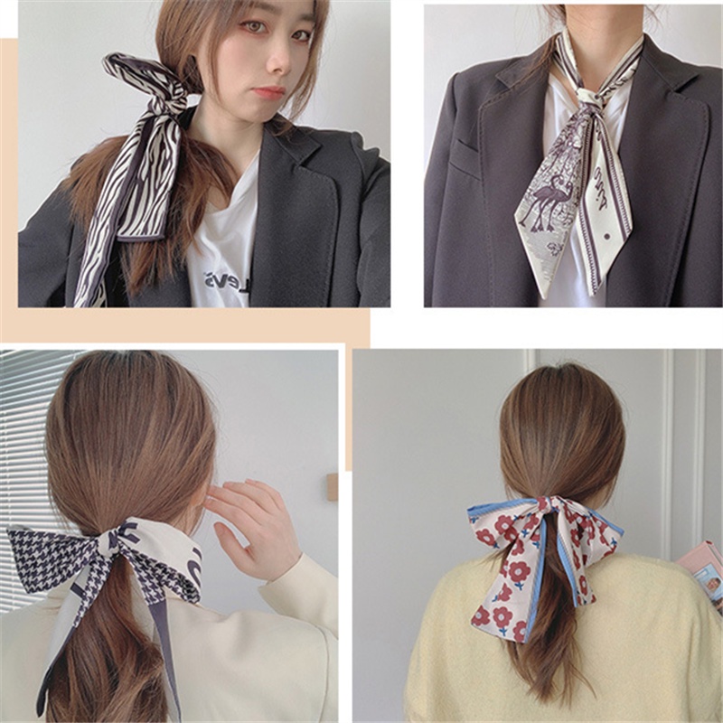 Khăn Lụa Satin Buộc Tóc Thắt Nơ Và Nơ Thời Trang Hàn Quốc Trang Trí Túi Xách