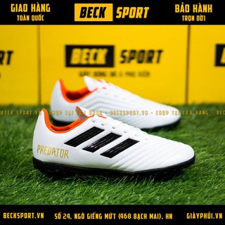Giày Bóng Đá Trẻ Em TQ Predator 18.3 Trắng Vạch Đen Đế Đen TF